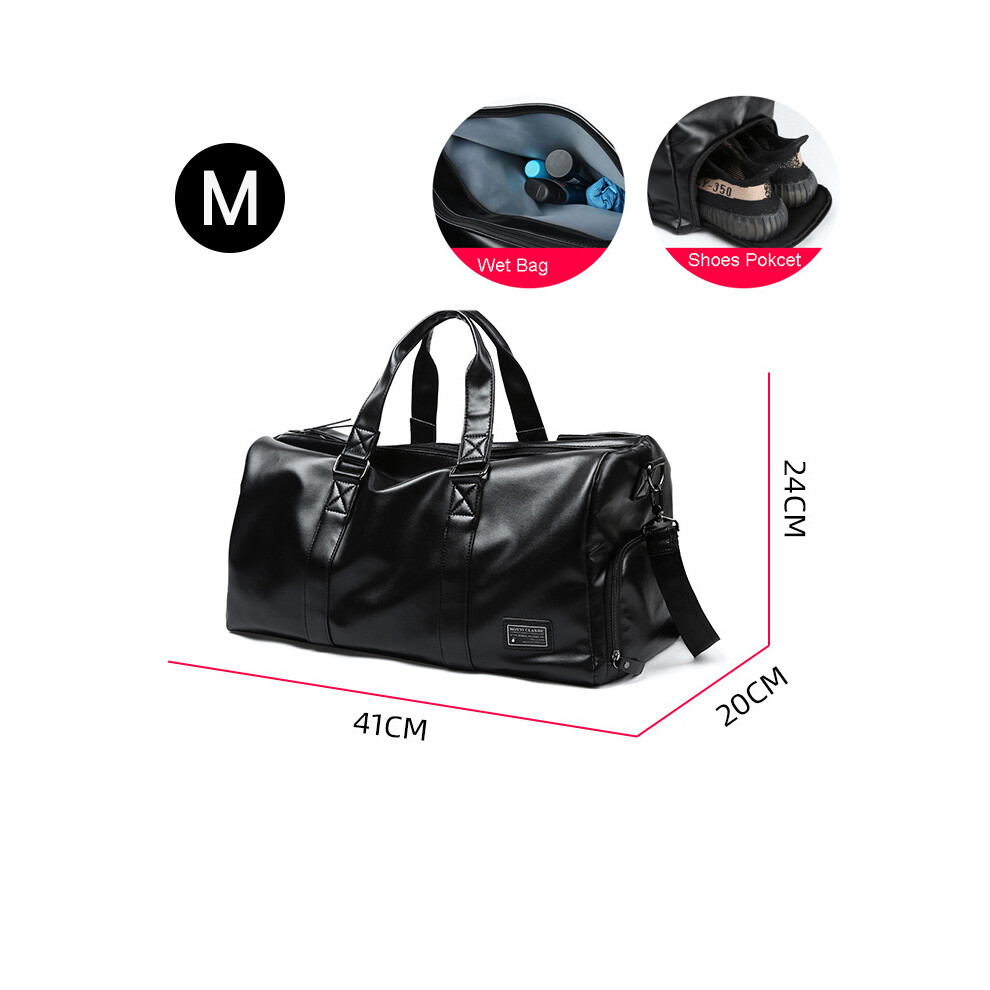 (Shiny M Plus) Valise en cuir pour homme, grande capacité, rangement indépendant pour chaussures, grands sacs