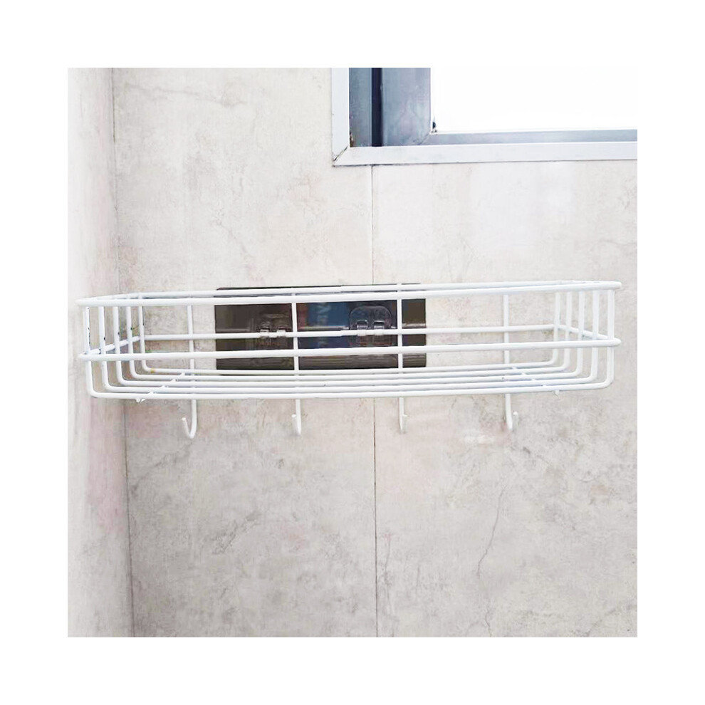 (BLANC) 1 étagère de rangement avec crochets pour accessoires de salle de bain, accessoire de salle de bain, chambre