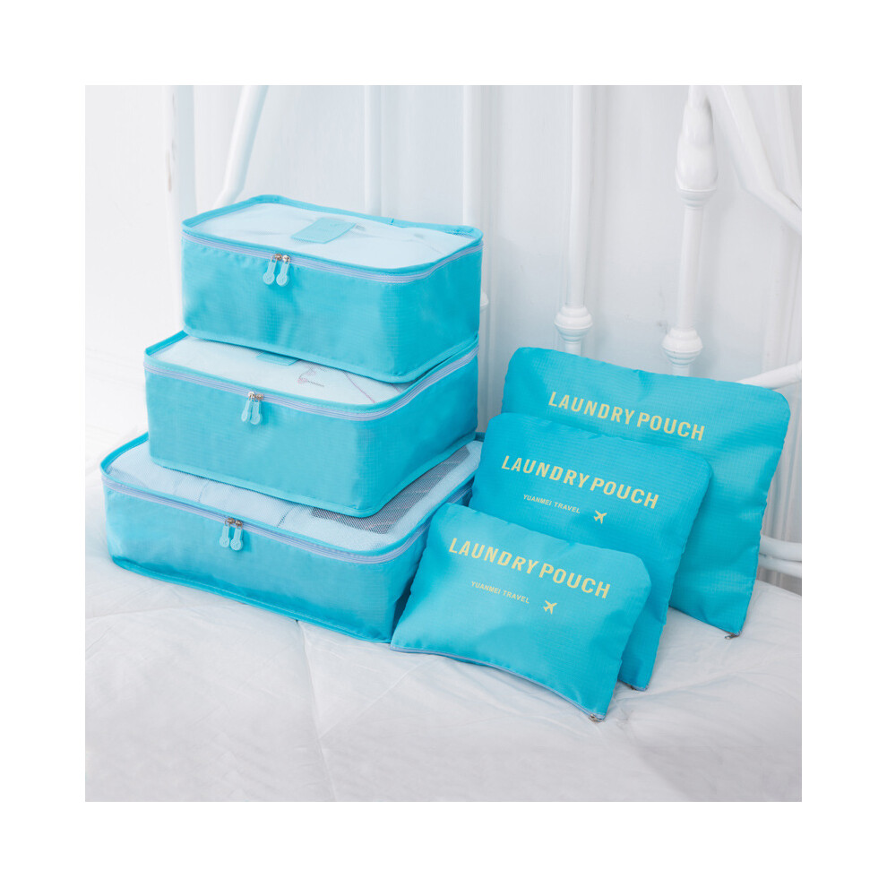 (Bleu ciel) Ensemble de 6 valises, pour placards, armoires, valises, sacs épais, organisateur de voyage, sacs,