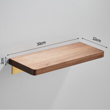 (Plat - 30 cm) Accessoire de salle de bain Étagère de rangement en bois de noyer Miroir Étagère de rangement murale