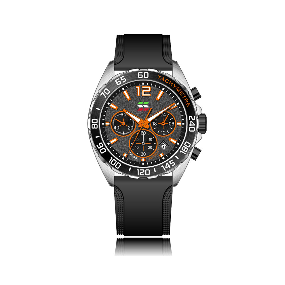 Montres chronographes tendance pour hommes (noir-orange), marque de luxe, bracelet en silicone, montre-bracelet
