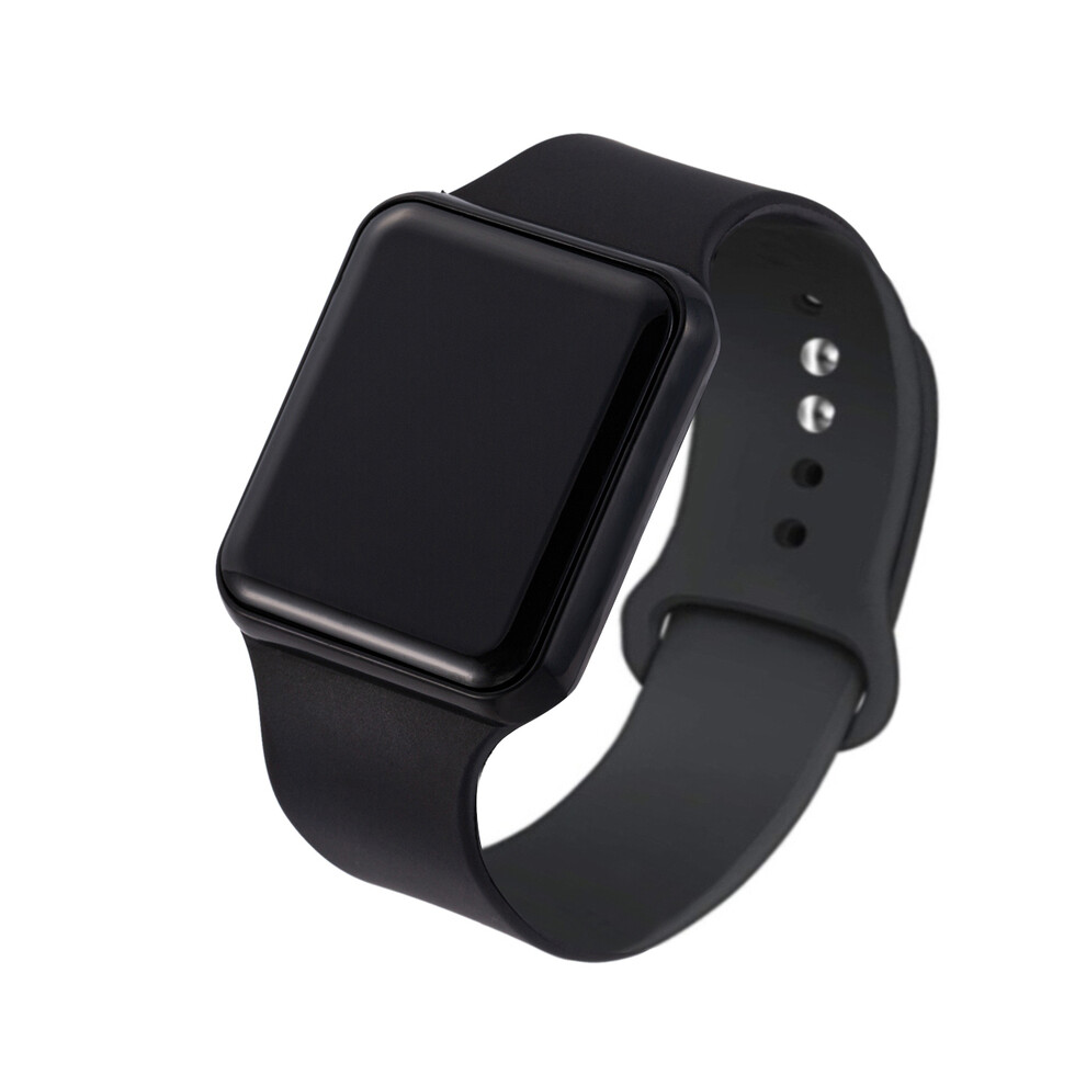 Montre numérique de sport pour femme (noir et noir) 2024, montre électronique LED carrée à la mode pour homme