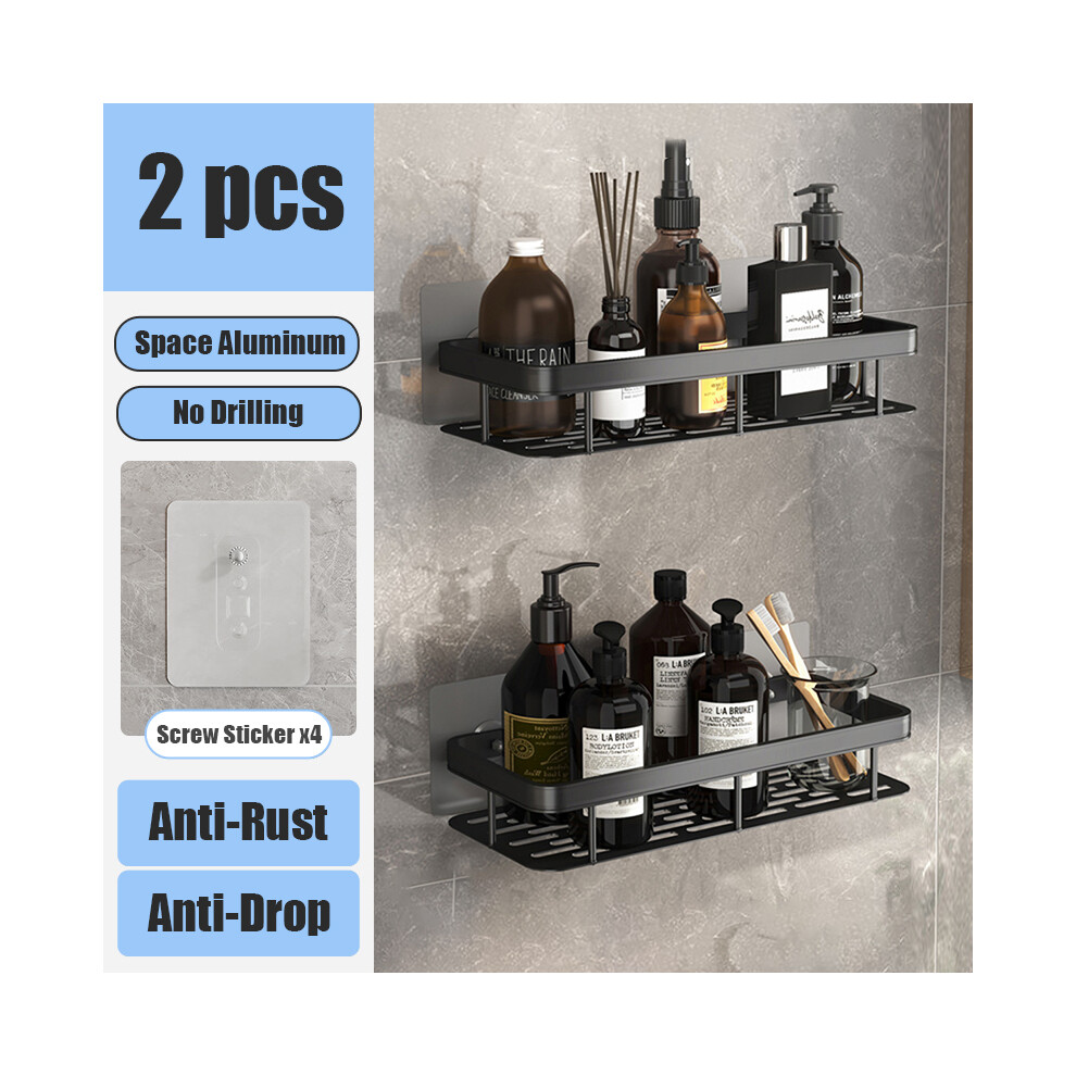 Étagère de rangement pour accessoires de salle de bain (noire 2 carrés) Système de rangement pour maquillage Porte-shampoing