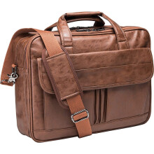 Sacoche pour ordinateur portable (marron - 15,6 pouces) pour homme, sac de voyage en cuir 15,6 pouces, mallette