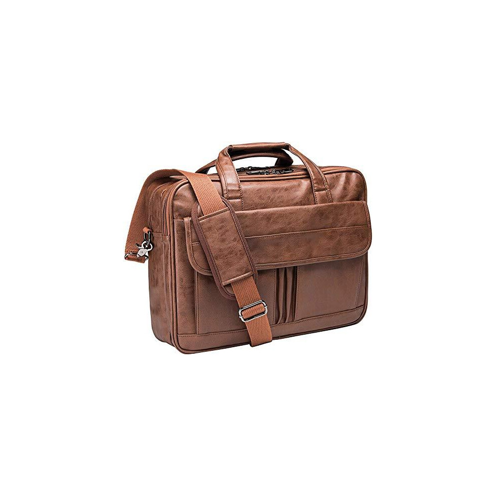 (L Marron-17.3) Sacoche pour ordinateur portable 15,6 pouces pour homme, sac de voyage en cuir, mallette de voyage