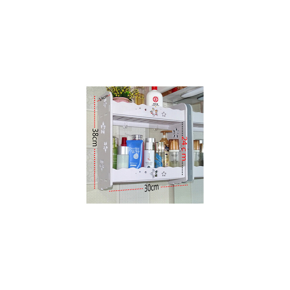 (1 couche) Étagère d'accessoires de salle de bain tendance Armoire de rangement cosmétique étanche en bois-plastique