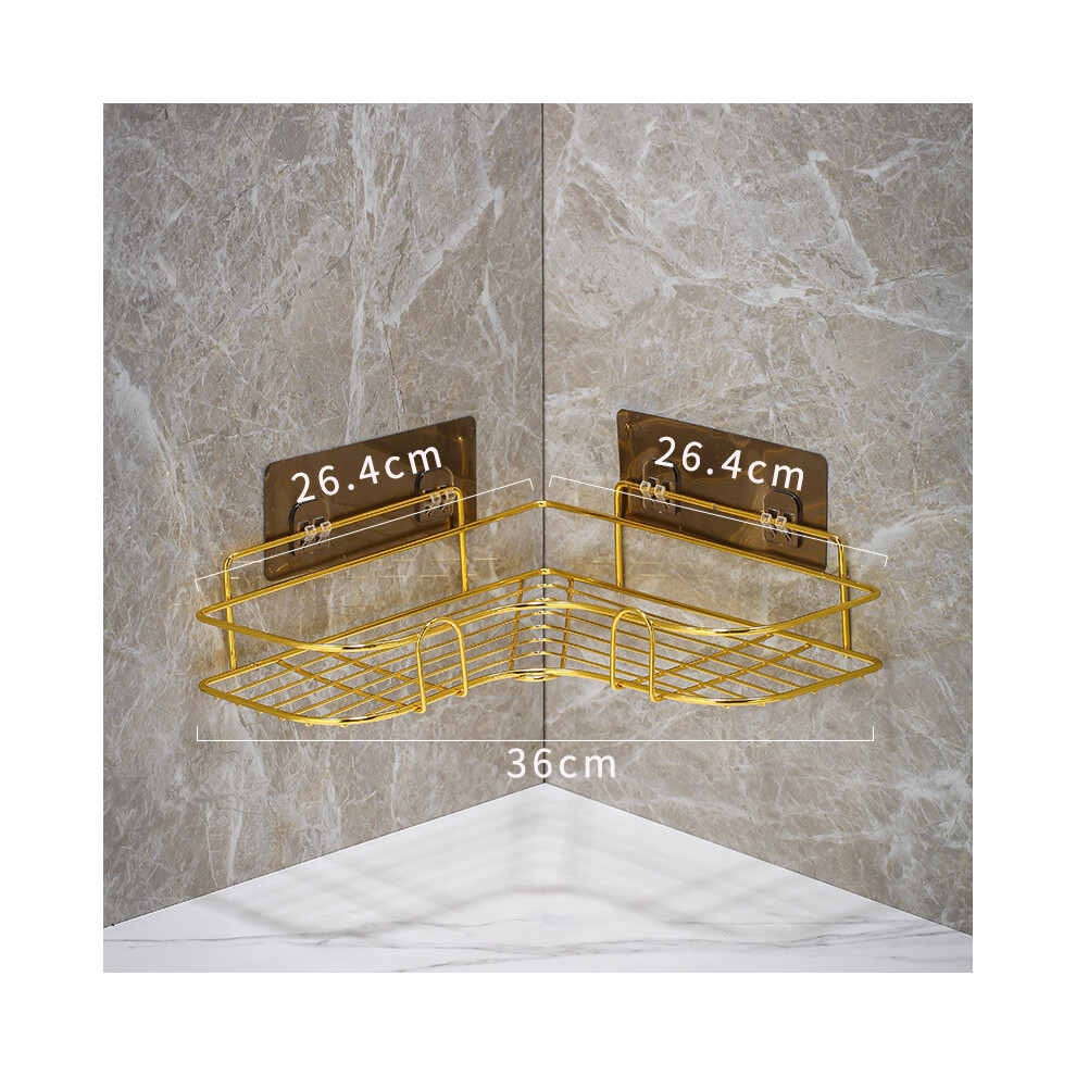 (Gold E)Gold Étagère d'angle pour accessoires de salle de bain sans perçage, support de rangement pour shampoing,