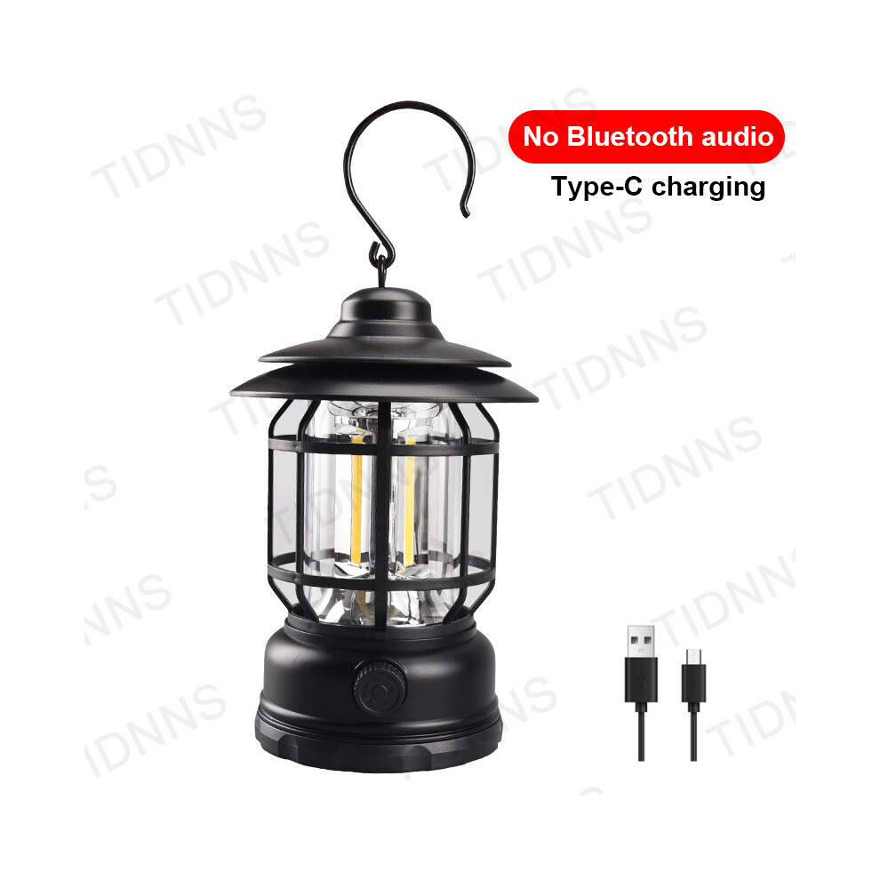 (Sans son) Lanterne de camping rétro, lampe de poche, haut-parleur Bluetooth, lampe de tente, tente extérieure,