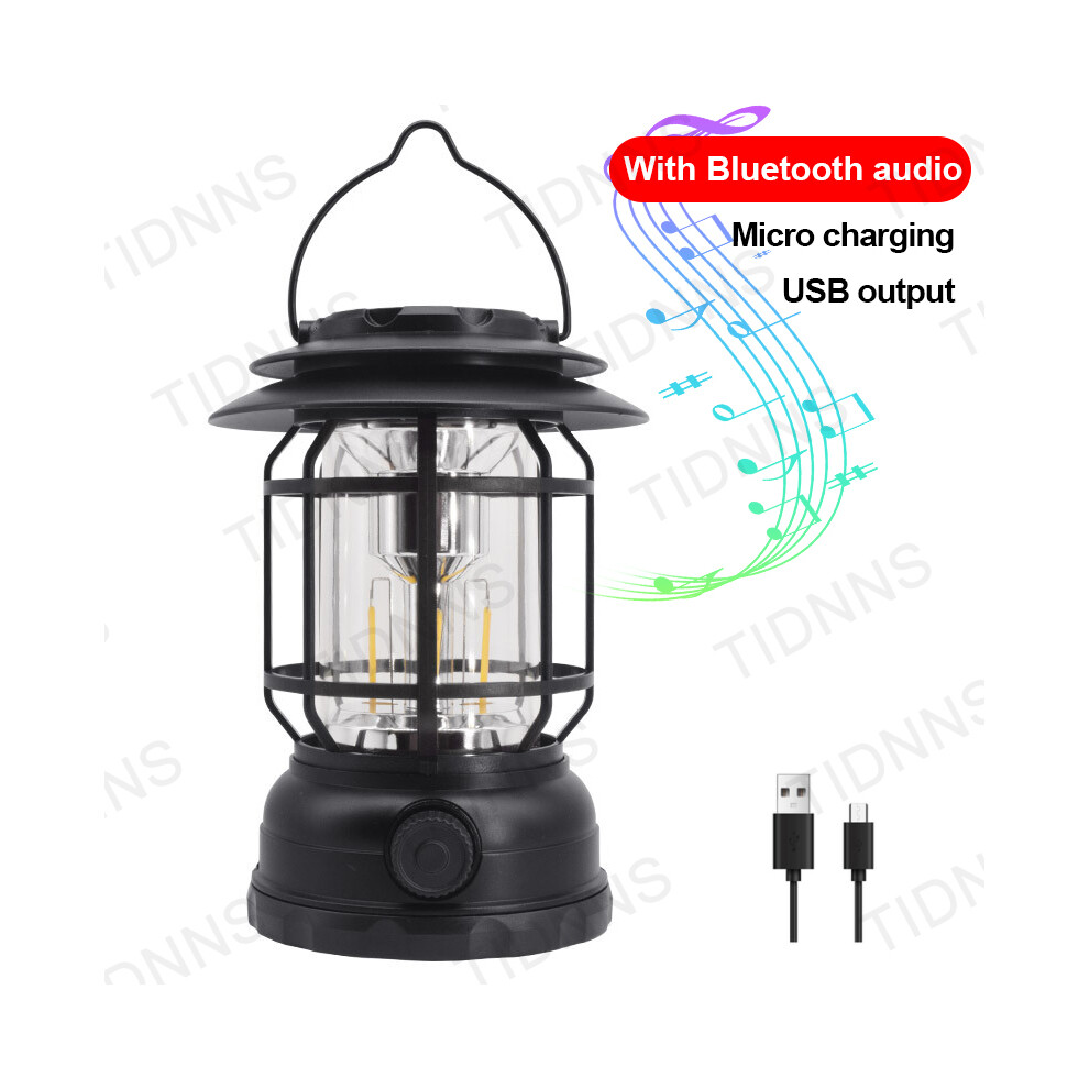 (Avec son) Lanterne de camping rétro, lampe de poche, haut-parleur Bluetooth, lampe de tente, tente extérieure,