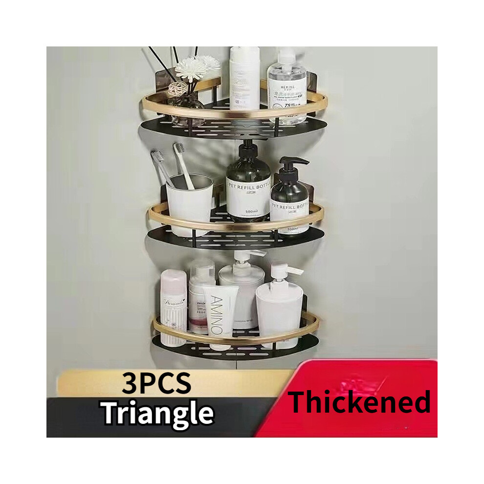 (Triangle 3 pièces) Étagère d'angle pour accessoires de salle de bain sans perçage Étagère de rangement de douche