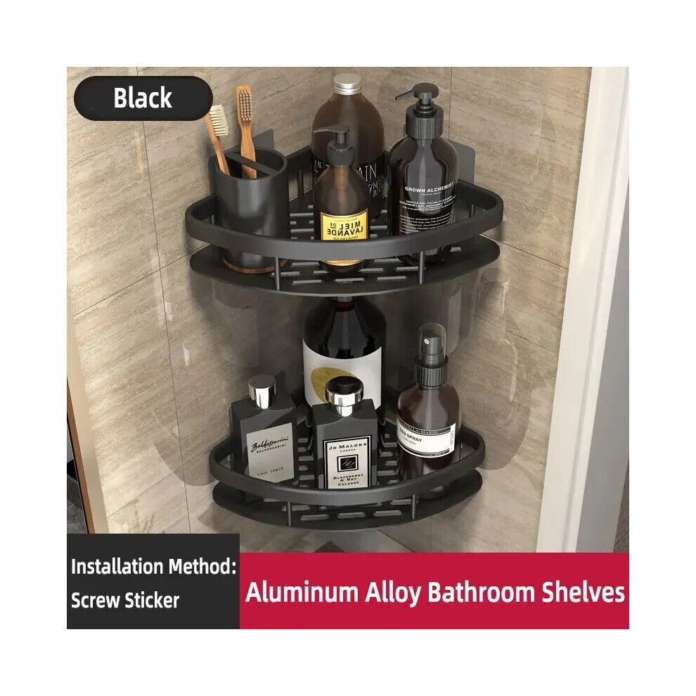 (Noir 2 Triangle) Étagère d'accessoires de salle de bain Système de rangement de maquillage Porte-shampoing Étagère