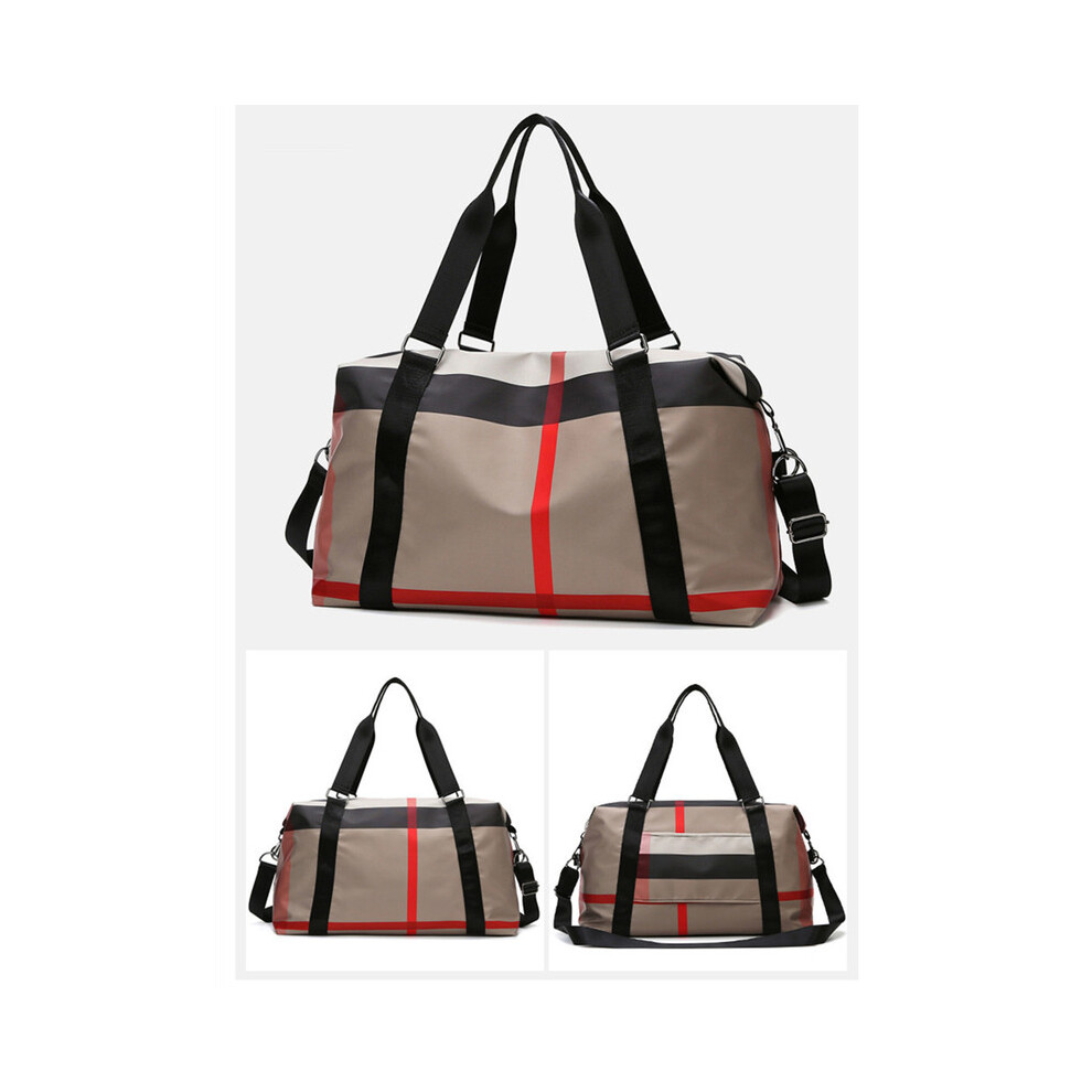 Sac de sport (kaki) pour femmes, sac de voyage en nylon, sac d'aéroport, grande capacité, pour vêtements, vacances,