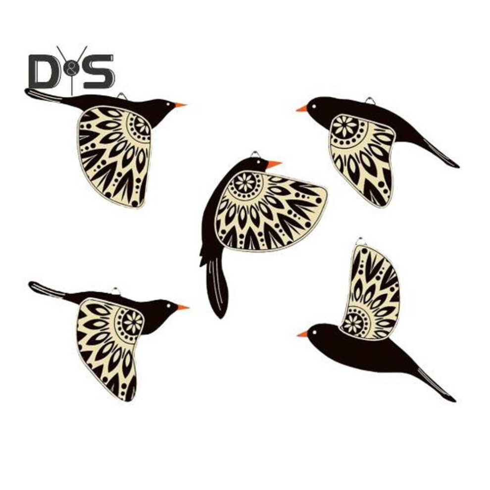 5 Pcs Flying Bird Wall Art Decor Rustic Wooden Birds Wall Decoration Wall Mount Bird Ornament For Living Room Bedroom Office