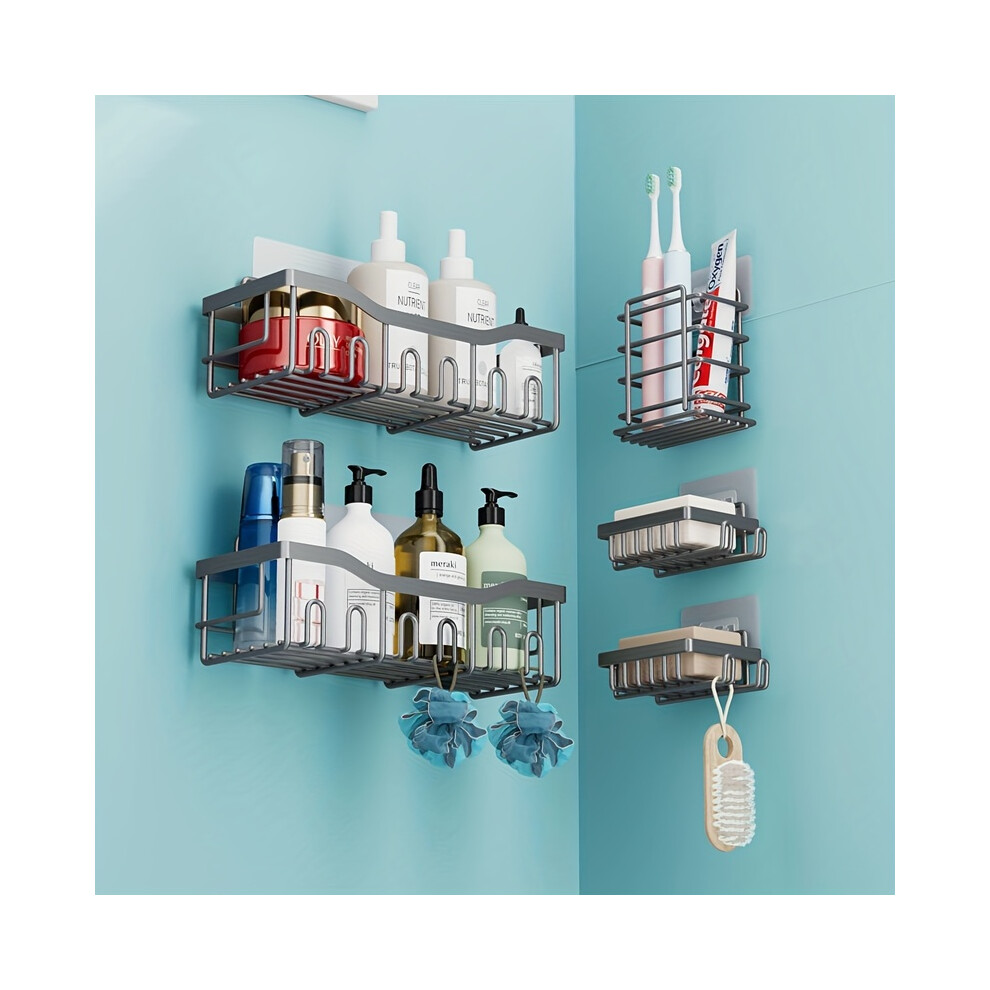 (Gris-pack de 5) Organisateur de douche à colle pour armoire de douche pour le rangement des accessoires de salle