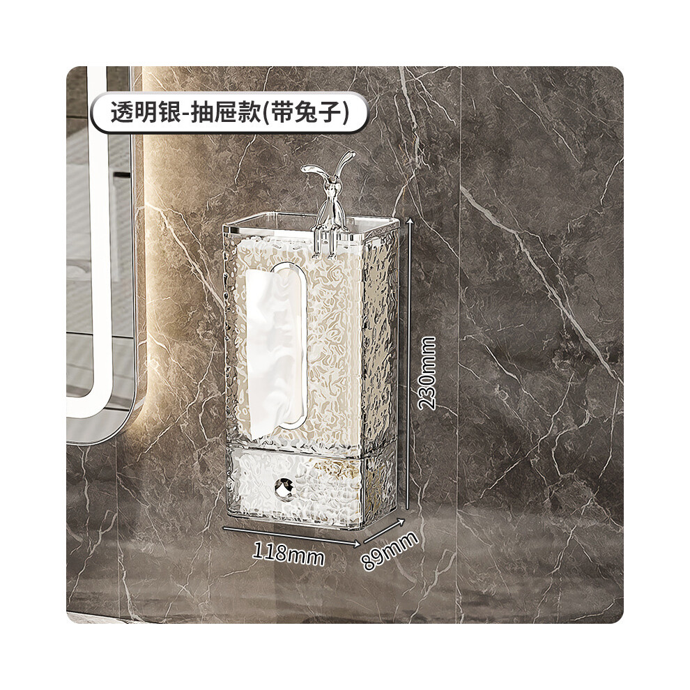 (B-Silver Rabbit) Boîte de rangement de mouchoirs en papier de style japonais, fixation murale, accessoire de