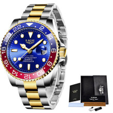 Montre de plongée de luxe pour homme (rouge et bleu), étanche à 30 ATM, à quartz, de sport