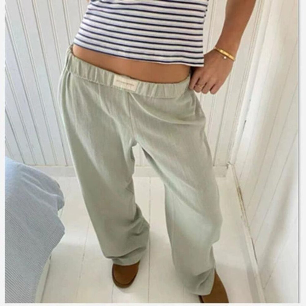 (light green, 3XL) 2024 Women's Striped Wide Leg Pants Casual Street INS Fashion Loose High Waist Pants