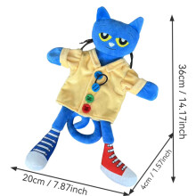 (Yellow Clothes) Cat Pete The Hand Puppet Plush Toy Soft Stuffed Animal Doll Cartoon Gift Kids