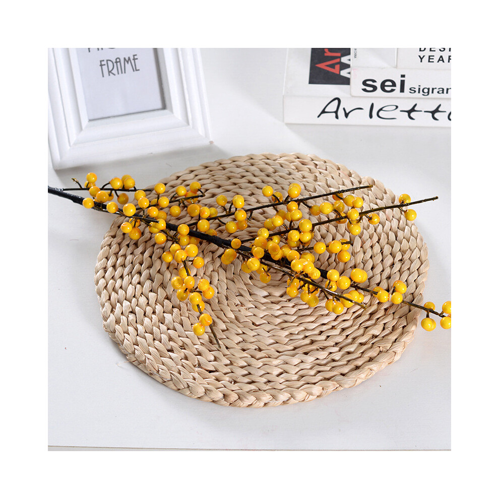 (TenProng Yellow) Chinensis Ilex Artificial Berries Rich Red Fruit Flowers Decoration Home-image-OPC-PH9CX89-NEW