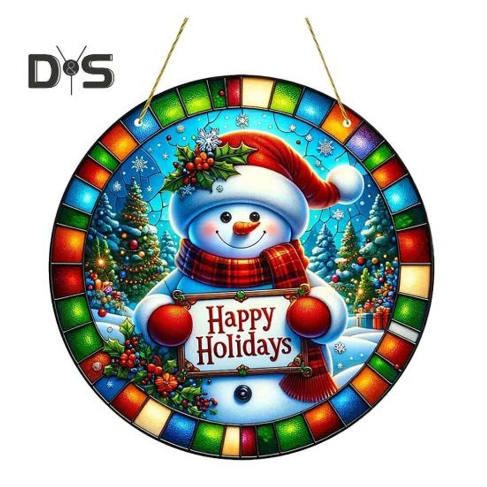 (as the picture, A) Christmas Acrylic Door Sign Snowman Santa Claus Elk Elf Tree Door Hanger Front Door Wall Hanging Welcome Plaque Decoration Pendant