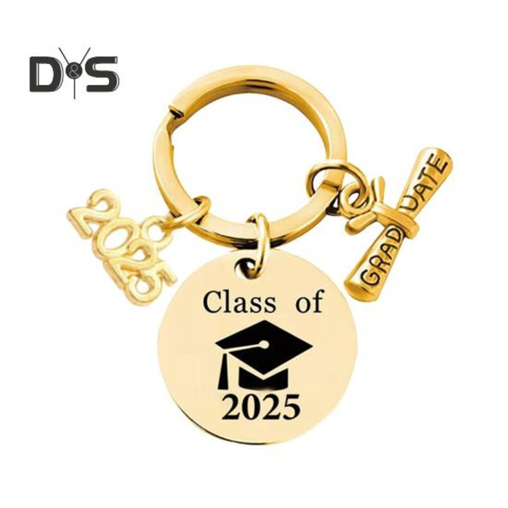 (Other, E) Class of 2025 Graduation Gift Stainless Steel Engraving Keychain for High School College Graduates Inspirational Keepsake for Him Her