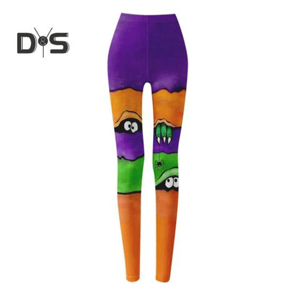 (as the picture, XXXL A) Halloween Leggings Mid-rise Elastic Waistband Skinny Fit Patchwork Color Bottoming Pants Girls Cosplay Outfit Tights
