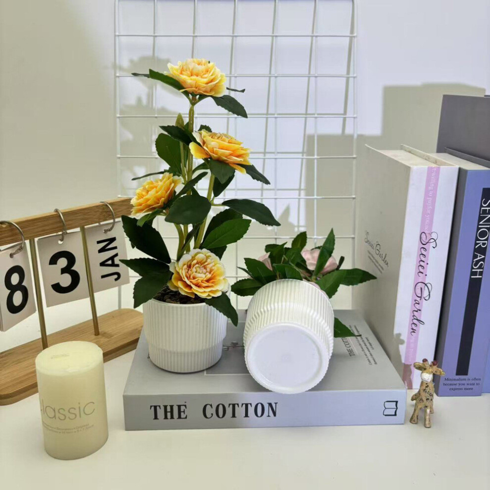 (Yellow) Chrysanthemum Simulation Riverstones Decorative Bonsai Wedding For Balcony-image-OPC-PH9D75M-NEW