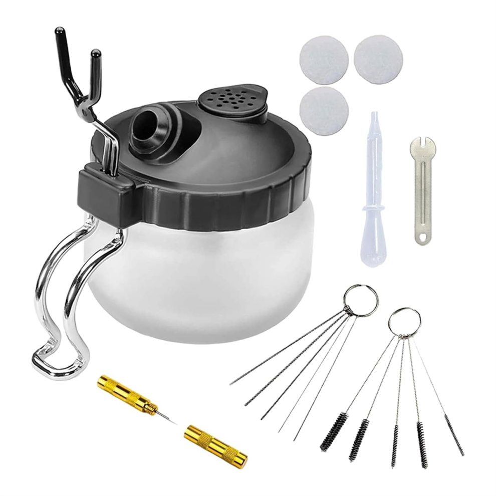 Airbrush Cleaning Kit - 6Pcs Airbrush Cleaner Set with Cleaning Pot