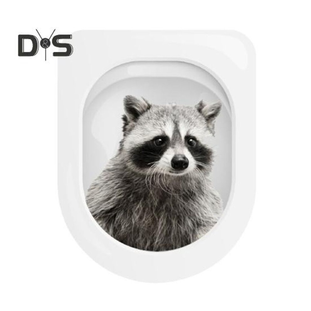 (as the picture, Raccoon) Raccoon Squirrel Toilet Sticker Removable Self-adhesive Waterproof Pvc Living Room Wall Art Animal Bathroom Toilet Lid Decoration Decal