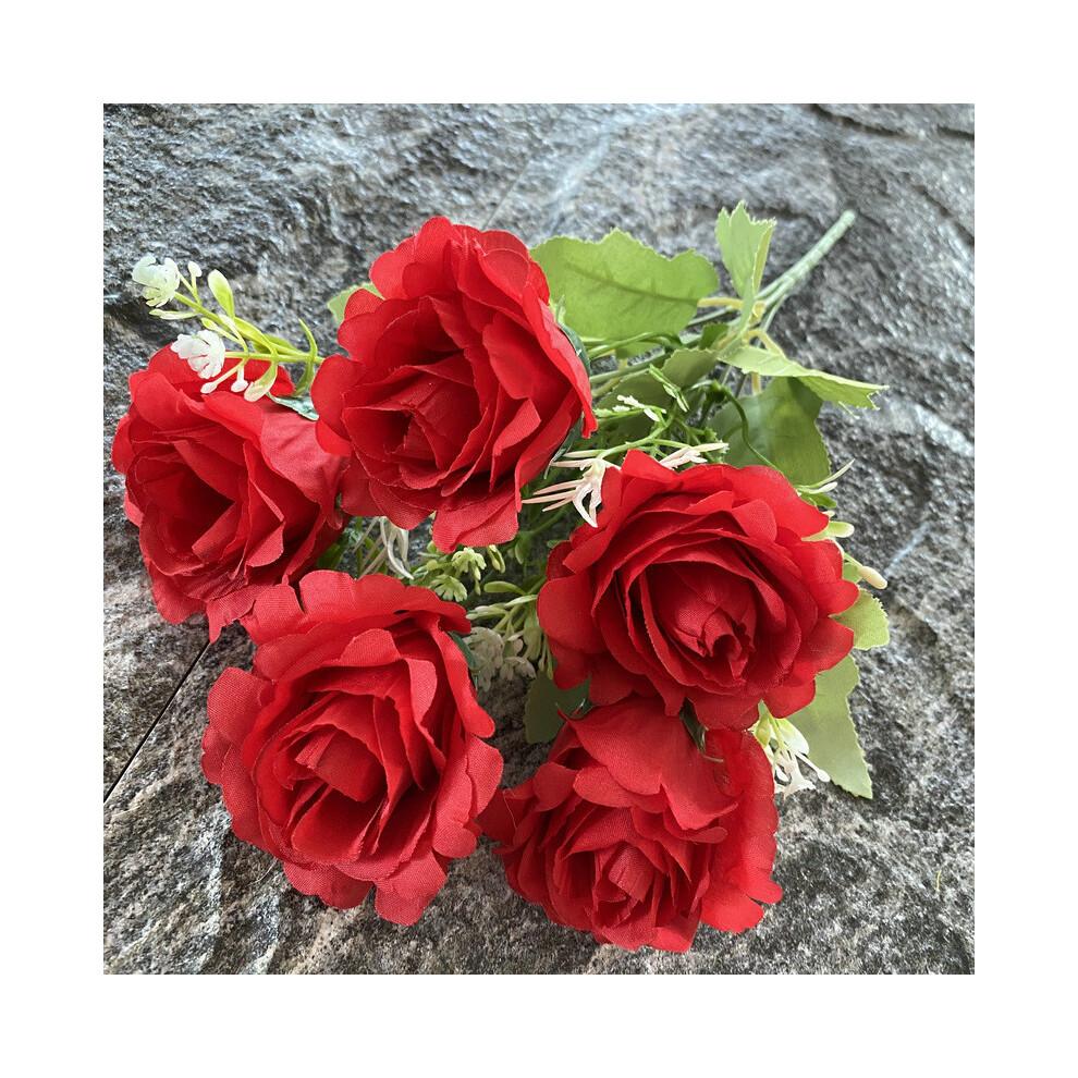 (Red) Bouquet Silk Bridal 5branch Artificial Flowers Weddings Photography Decor Props-image-OPC-PH9DF87-NEW