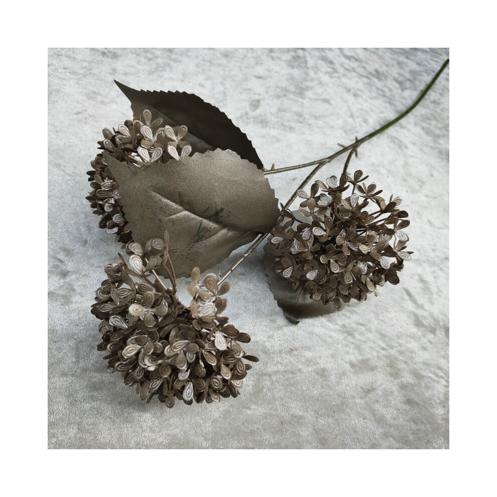 (Brown) Hydrangea Snowball Artificial Stems Multibranch For Wedding Gift Home Decor-image-OPC-PH9DGMK-NEW
