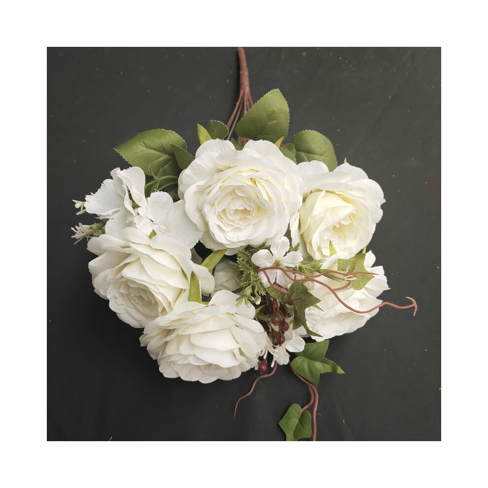 (White) Camellia Color Dual Rose Artificial Flowers For Wedding Props Decor Photography-image-OPC-PH9DGQK-NEW