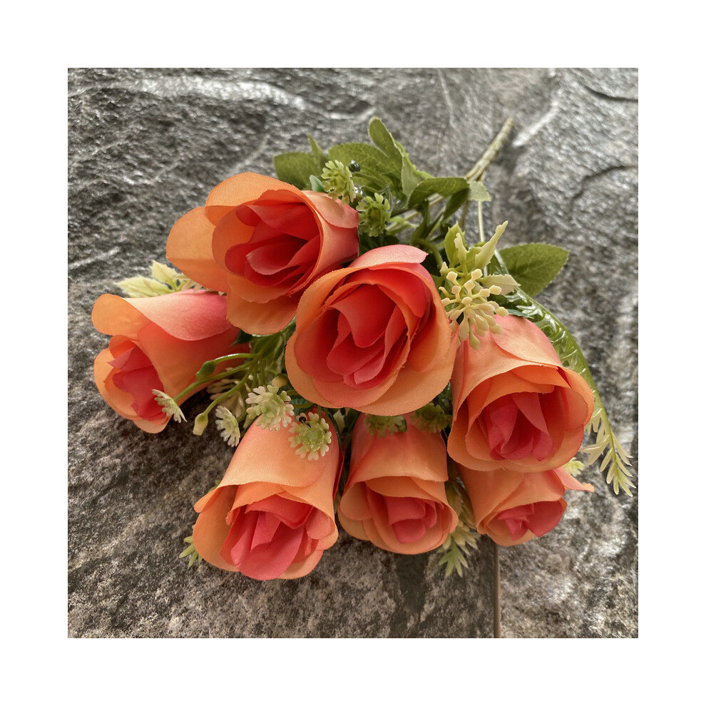 (Orange Red) Silk Artificial Rose Flower Bouquet Photography Props Decoration Wedding Home-image-OPC-PH9DHSJ-NEW