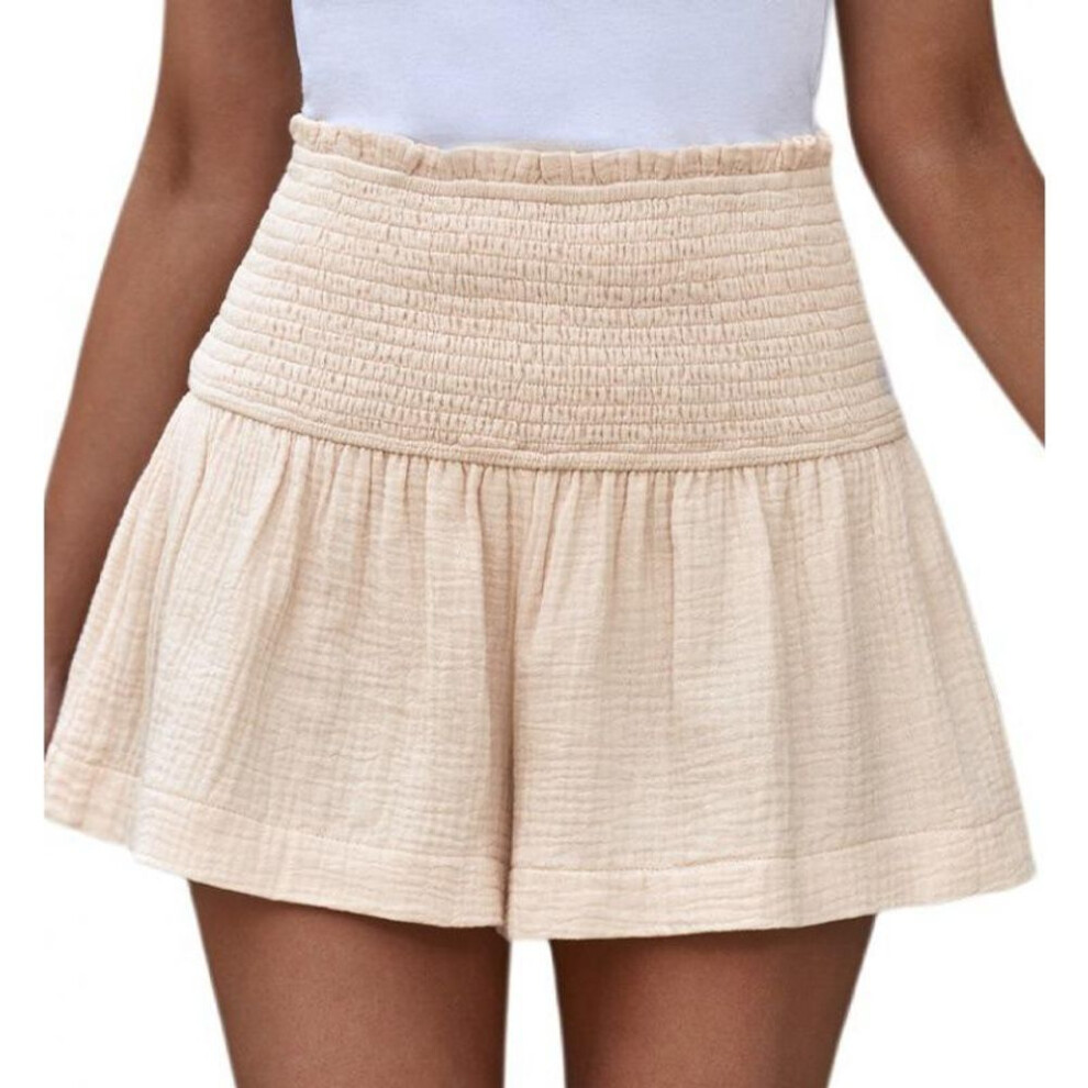 (tan, S) Ladies Casual Large Solid Color Breathable Fashion Wide Leg Shorts Shorts for Women Women's Shorts Summer Womens Shorts Elegant