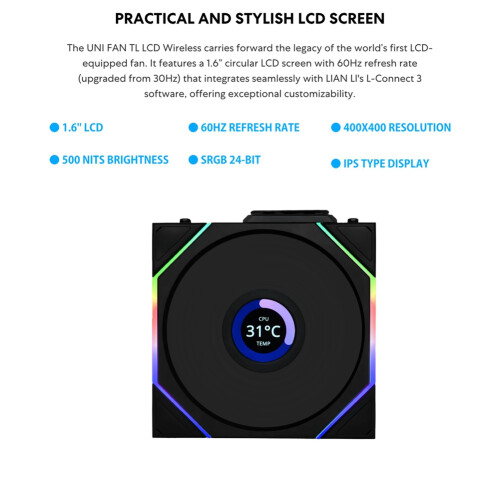 FAN TL Wireless LCD 120 Reverse Blade Fan (Black 2