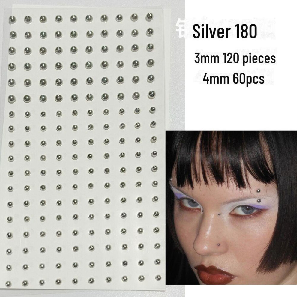 (silver, double size 180 pieces) Face and Body Jewelry: Eyebrow, Lip, Nose, and Nail Stickers for Music Festivals and More