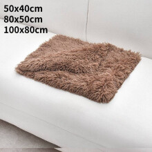 (Coffee, 80x50cm) Puppy Pet Dog Cat Plush Fabric Blanket Bed Soft Fluffy Warm Throw Sofa Pad Mat