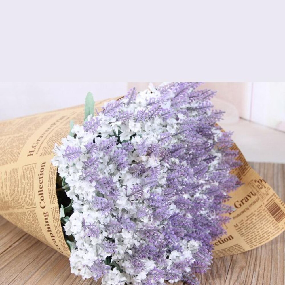 (white) 1 Bunch Lavender Flower Artificial Provence Lavender 10 Heads Lavender Wedding Bouquet for Home Wedding Yard Decoration Mother's Day Gift