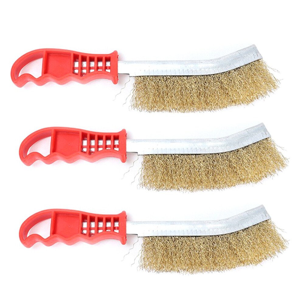 3Pcs Tool Wire Brush Copper Plated Long Handle Cleaning Brush 4851529680619