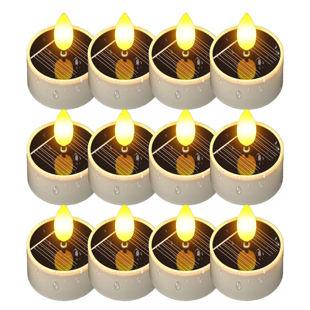 Solar Tea Lights Outdoor Waterproof,12 Pcs 1.5x2.1Inch Small Tealight