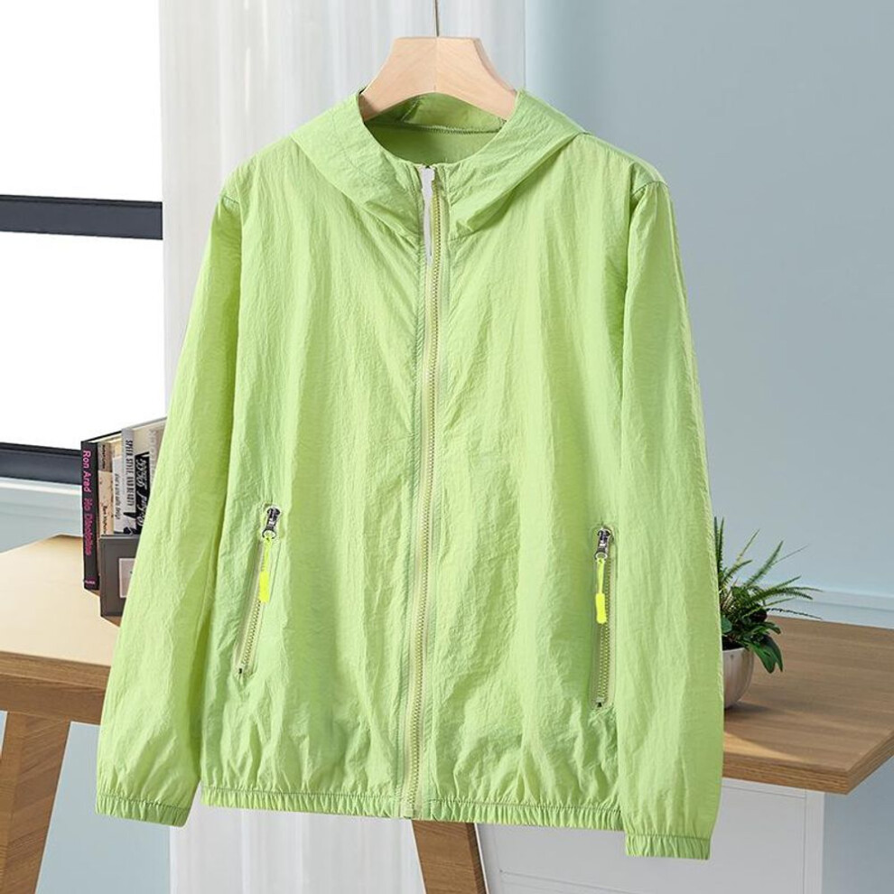 (green, 7XL) Summer Men Women Sun Jacket Waterproof Quick Dry Windbreaker Hooded Fishing Hunting Clothes Full Zipper Side Pockets Jacket
