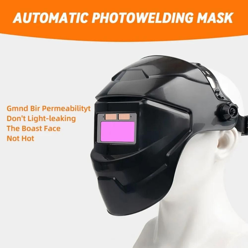 (black) Welding Helmet Welder Mask Chameleon Large View True Color Solar Power Auto Darkening Welding Large For Arc Weld Grind Cut