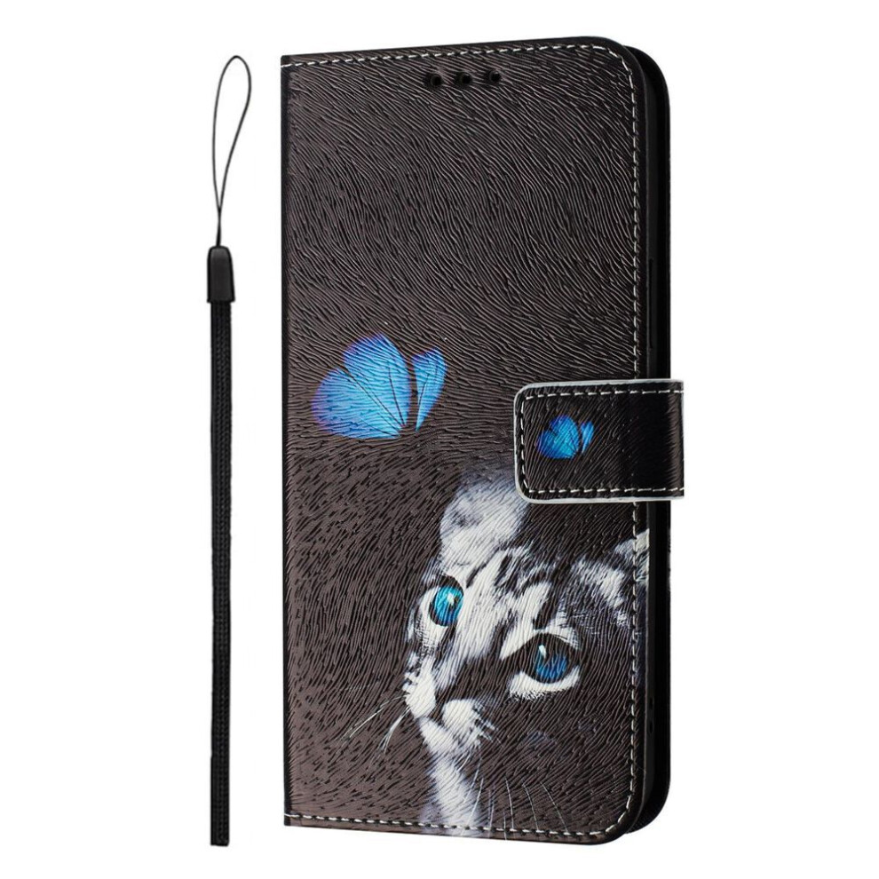 (black, Honor 200 Pro) Butterfly and Cat Luxury Painted Leather Case Wallet PU Leather Book Style Cover for Huawei P20 P30 P40 P50,Pura 70,Mate 60,Mate 70,Honor 50...