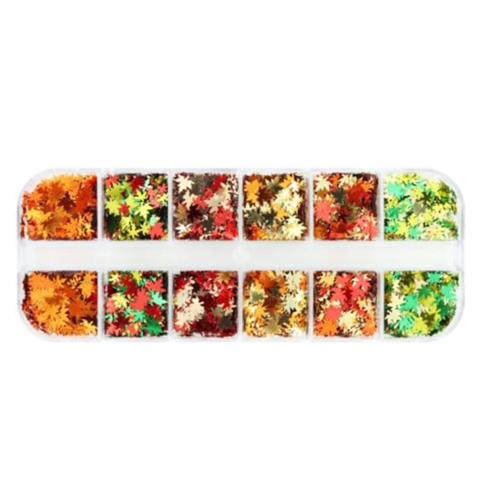(12Grid) 1 Box Eye-catching Manicure Decor Wide Application Excellent 6/12 Grids Shining Fallen Leaf Nail Art Sequins