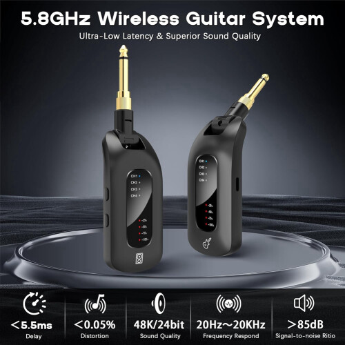 5.8GHz Wireless Guitar Audio System Rechargeable Transmitter 2