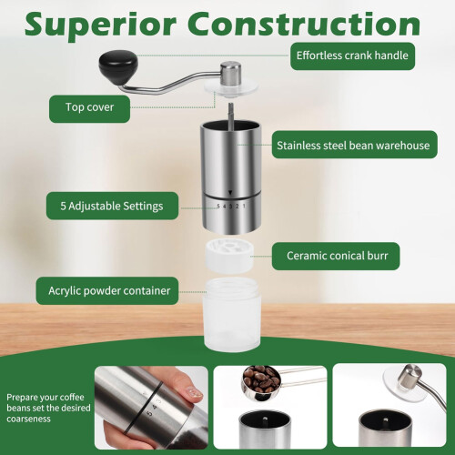 Portable Manual Coffee Grinder, User-Friendly Hand Coffee Mill 1