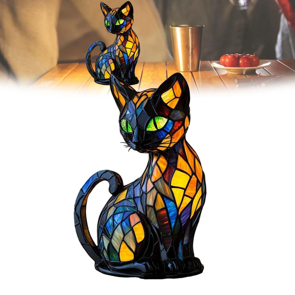 Photos - Floodlight / Street Light Cat Night Stand Table Lamp - Pet-Inspired Resin Night Light with Dual Light Modes  for Desk or Bedside(Warm/Cool White)