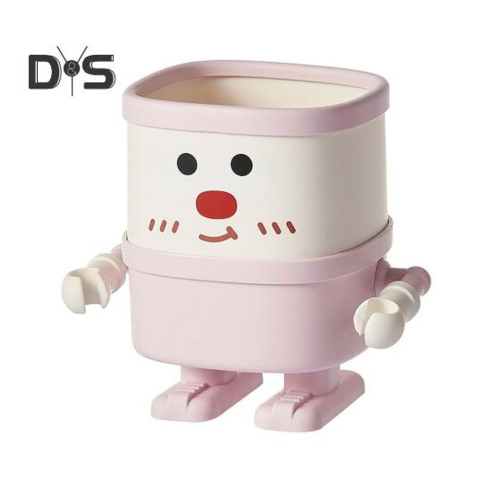 (pink) Desk Pen Holder Cartoon Pencil Storage Cup Multi-functional Makeup Brush Organizer For Home Office School Classroom