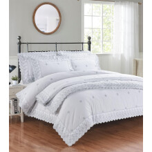 (Double, White) Duvet Cover Set Embroidered Luxury Quilt Cover Bedding Bed Set White Arielle