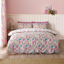(Double, Pink) Catherine Lansfield Tilly Floral Duvet Cover Set Bedding Bed Set Blue Pink